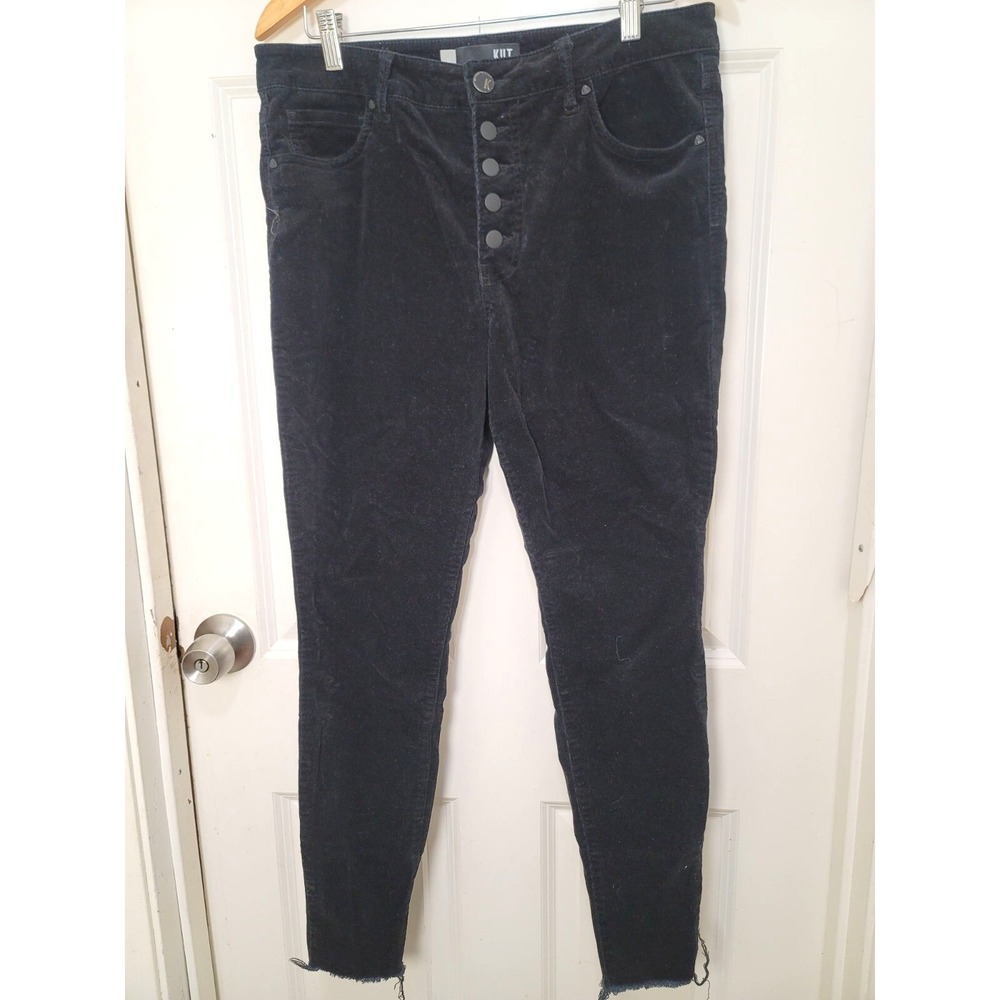 KUT‎ Women's Black High-Waisted Button-Fly Corduroy Skinny Pants Size 12